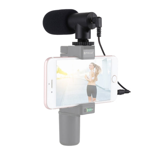 PULUZ 3.5 มม. บันทึกเสียงสเตอริโอ Vlogging ไมโครโฟนสัมภาษณ์มืออาชีพสำหรับกล้อง DSLR และ DV, สมาร์ทโฟน, Mini Microphone