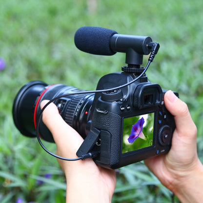 PULUZ 3.5 มม. บันทึกเสียงสเตอริโอ Vlogging ไมโครโฟนสัมภาษณ์มืออาชีพสำหรับกล้อง DSLR และ DV, สมาร์ทโฟน, Mini Microphone