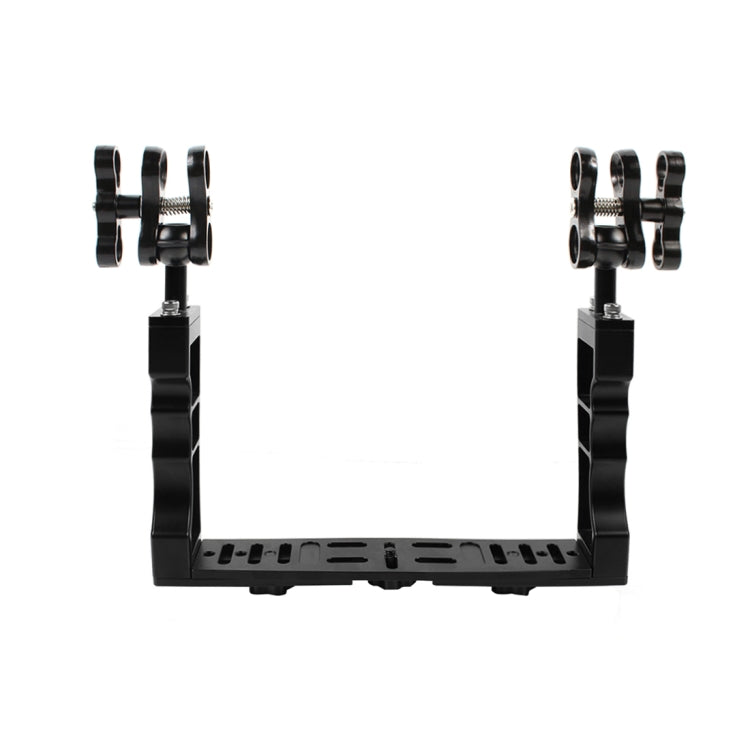 PULUZ Dual Handle Aluminium Tray Stabilizer พร้อม Dual Ball Aluminium Alloy Clamp สำหรับตัวเรือนกล้องใต้น้ำ, Dual Ball