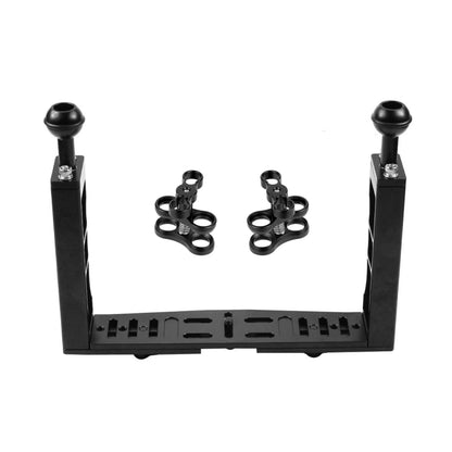 PULUZ Dual Handle Aluminium Tray Stabilizer พร้อม Dual Ball Aluminium Alloy Clamp สำหรับตัวเรือนกล้องใต้น้ำ, Dual Ball