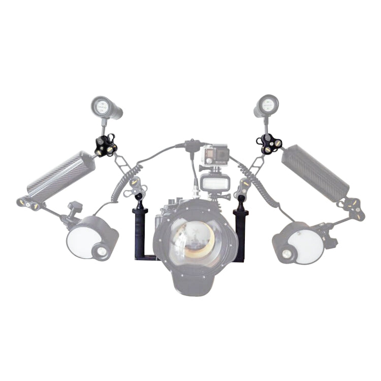 PULUZ Dual Handle Aluminium Tray Stabilizer พร้อม Dual Ball Aluminium Alloy Clamp สำหรับตัวเรือนกล้องใต้น้ำ, Dual Ball