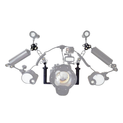 PULUZ Dual Handle Aluminium Tray Stabilizer พร้อม Dual Ball Aluminium Alloy Clamp สำหรับตัวเรือนกล้องใต้น้ำ, Dual Ball