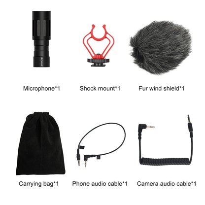 PULUZ Professional Interview Condenser วิดีโอไมโครโฟน Shotgun พร้อมสายสัญญาณเสียง 3.5 มม. สำหรับกล้อง DSLR และ DV, Shotgun Microphone