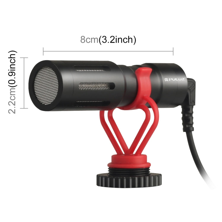 PULUZ Professional Interview Condenser วิดีโอไมโครโฟน Shotgun พร้อมสายสัญญาณเสียง 3.5 มม. สำหรับกล้อง DSLR และ DV, Shotgun Microphone