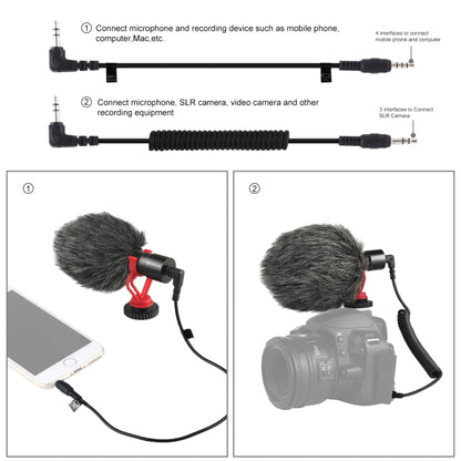 PULUZ Professional Interview Condenser วิดีโอไมโครโฟน Shotgun พร้อมสายสัญญาณเสียง 3.5 มม. สำหรับกล้อง DSLR และ DV, Shotgun Microphone