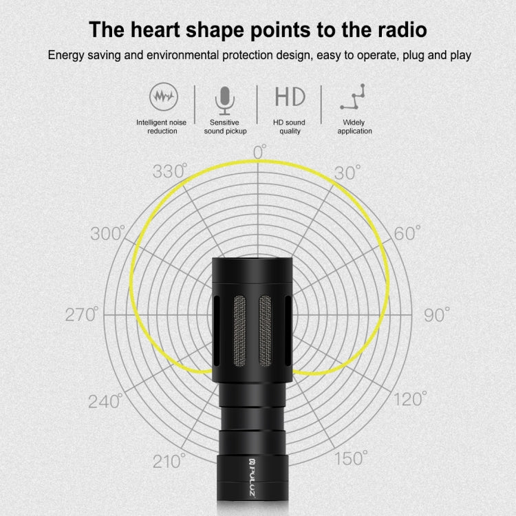 PULUZ Professional Interview Condenser วิดีโอไมโครโฟน Shotgun พร้อมสายสัญญาณเสียง 3.5 มม. สำหรับกล้อง DSLR และ DV, Shotgun Microphone