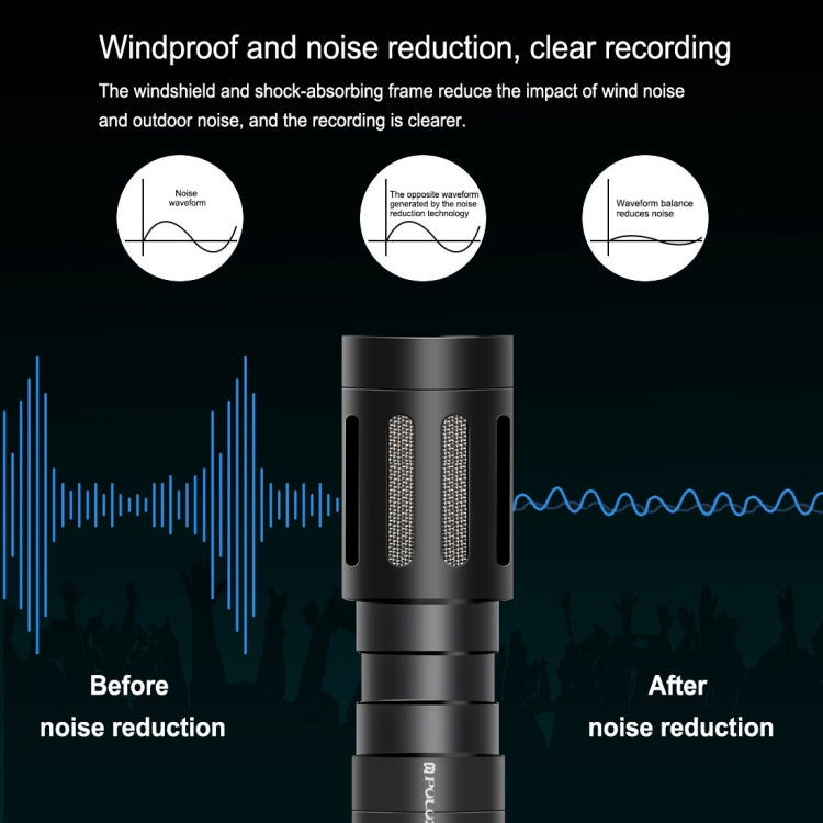 PULUZ Professional Interview Condenser วิดีโอไมโครโฟน Shotgun พร้อมสายสัญญาณเสียง 3.5 มม. สำหรับกล้อง DSLR และ DV, Shotgun Microphone