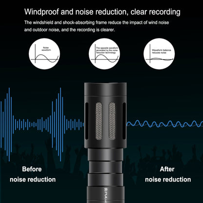 PULUZ Professional Interview Condenser วิดีโอไมโครโฟน Shotgun พร้อมสายสัญญาณเสียง 3.5 มม. สำหรับกล้อง DSLR และ DV, Shotgun Microphone