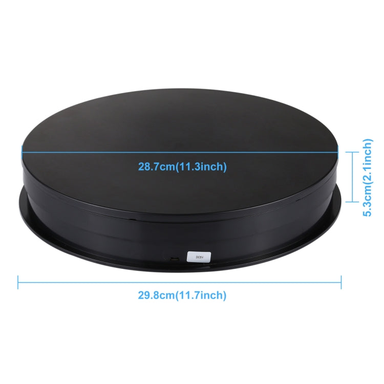 PULUZ 30 ซม.USB ไฟฟ้าหมุนแผ่นเสียงขาตั้งจอแสดงผลวิดีโอ Props แผ่นเสียงสำหรับถ่ายภาพ,โหลด 10-20 กก., 30cm Load Load 10-20kg  Black, 30cm Load Load 10-20kg White