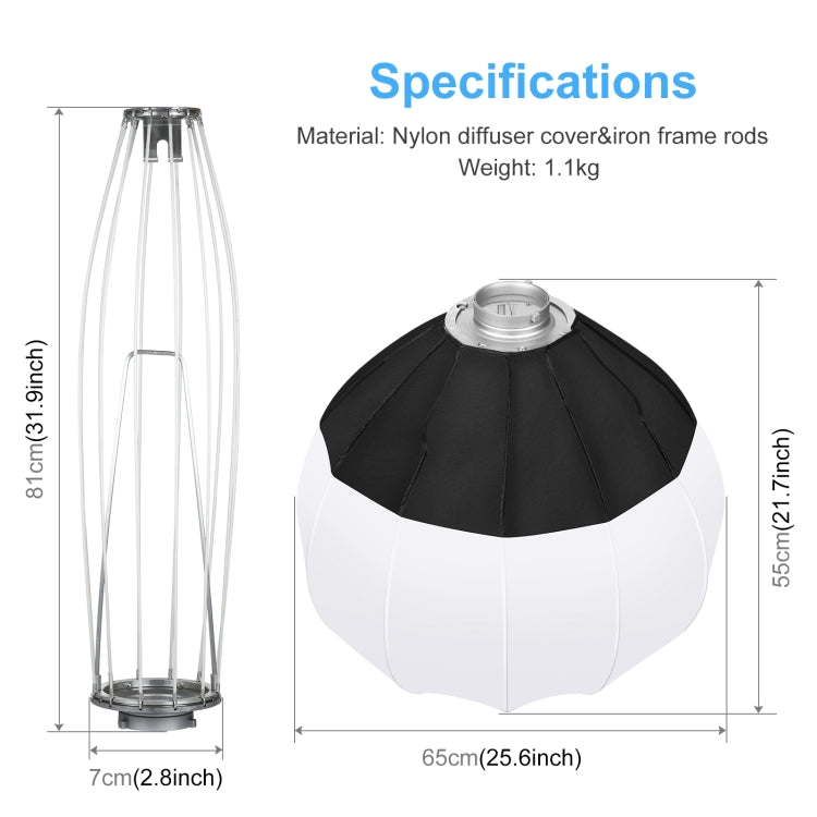 PULUZ 65cm โคมไฟแบบพับได้ Softbox SpeedLite Flash Light แบบพับได้ ดิฟฟิวเซอร์, 65cm Softbox