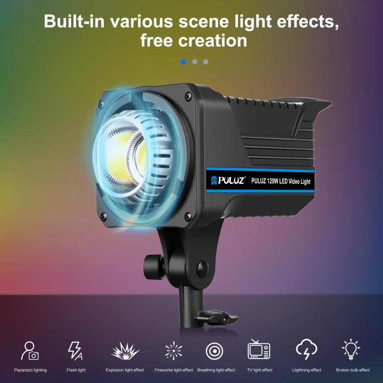 PULUZ 220V 150W Studio Video Light 3200K-5600K อุณหภูมิสีคู่ในตัวกระจายความร้อนระบบรีโมทคอนโทรล, 120W 2700K-6500K EU Plug, 120W 2700K-6500K UK Plug, 120W 2700K-6500K US Plug