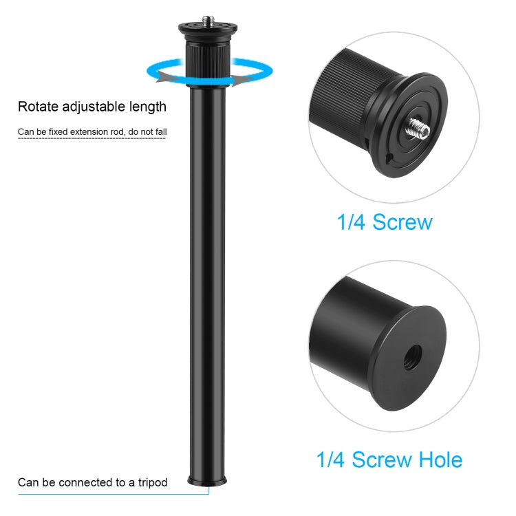 PULUZ C Clamp Mount Light Stand ส่วนต่อขยายแกนกลางก้านชุดยึด Monopod ความยาวก้าน: 33-60 ซม, C Clamp Extension Rod