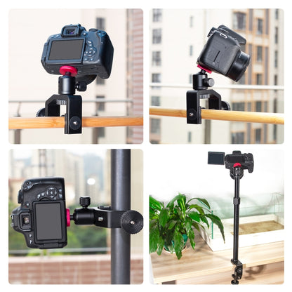 PULUZ C Clamp Mount Light Stand Extension เพลากลาง Rod Monopod Holder ชุดหัวบอล, ความยาวก้าน: 33-60 ซม., C Clamp Extension Rod with Ball-Head