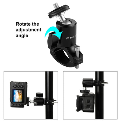 PULUZ จักรยานอลูมิเนียมมือจับขาตั้งกล้องหัวบอลอะแดปเตอร์เมาท์สำหรับ GoPro HERO10 สีดำ / HERO9 สีดำ / HERO8 สีดำ / 7/6/5/5 เซสชัน / 4 เซสชัน / 4/3+ / 3/2/1, DJI Osmo Action, Xiaoyi และอื่น ๆกล้องแอ็คชั่น, Ball Head Mount