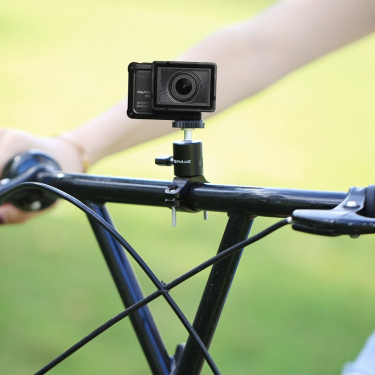 PULUZ จักรยานอลูมิเนียมมือจับขาตั้งกล้องหัวบอลอะแดปเตอร์เมาท์สำหรับ GoPro HERO10 สีดำ / HERO9 สีดำ / HERO8 สีดำ / 7/6/5/5 เซสชัน / 4 เซสชัน / 4/3+ / 3/2/1, DJI Osmo Action, Xiaoyi และอื่น ๆกล้องแอ็คชั่น, Ball Head Mount