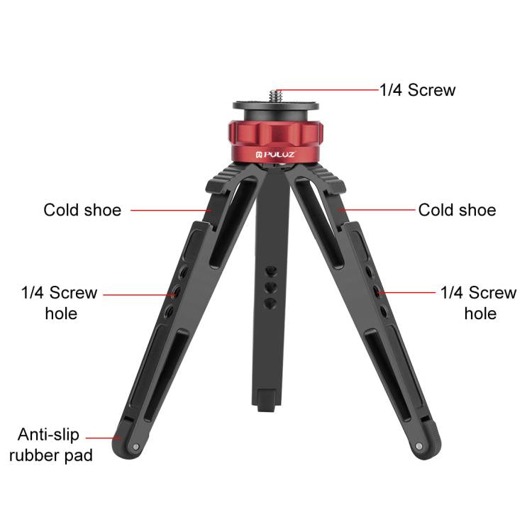 PULUZ Desktop Vlogging ที่วางขาตั้งกล้องสดพร้อมฐานรองเท้าเย็นสำหรับกล้อง DSLR และกล้องดิจิตอลความสูงที่ปรับได้: 7.5-14.5 ซม., Desktop Live Tripod