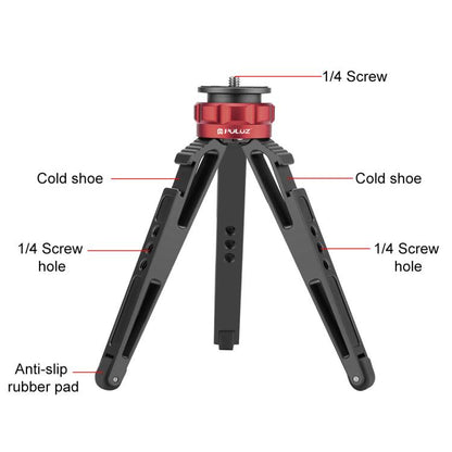PULUZ Desktop Vlogging ที่วางขาตั้งกล้องสดพร้อมฐานรองเท้าเย็นสำหรับกล้อง DSLR และกล้องดิจิตอลความสูงที่ปรับได้: 7.5-14.5 ซม., Desktop Live Tripod