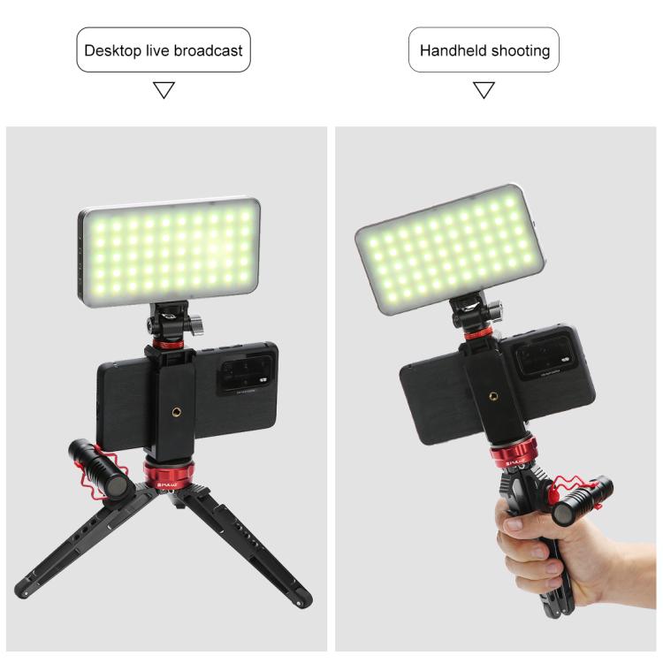 PULUZ Desktop Vlogging ที่วางขาตั้งกล้องสดพร้อมฐานรองเท้าเย็นสำหรับกล้อง DSLR และกล้องดิจิตอลความสูงที่ปรับได้: 7.5-14.5 ซม., Desktop Live Tripod