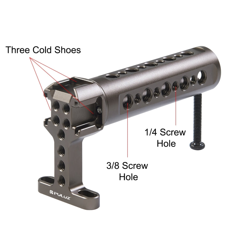 PULUZ มือถือโคลงวิดีโอมือจับด้านบนพร้อม 3 รองเท้าเย็นภูเขาสำหรับกรงกล้อง, For Camera Cage Top Handle