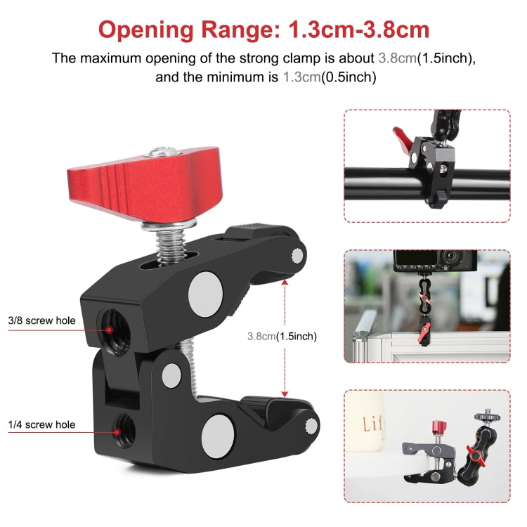 PULUZ มัลติฟังก์ชั่น Magic Arm Ball Mount Clamp Crab คีมคลิป, Ball Mount Clamp