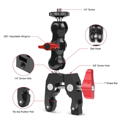 PULUZ มัลติฟังก์ชั่น Magic Arm Ball Mount Clamp Crab คีมคลิป, Ball Mount Clamp
