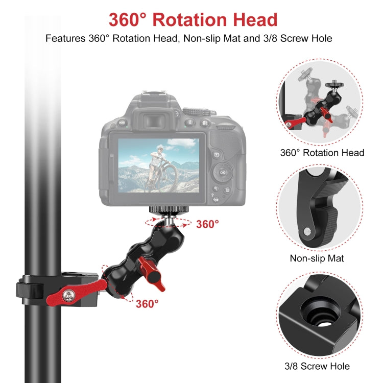 PULUZ มัลติฟังก์ชั่น Magic Arm Ball Mount Clamp Crab คีมคลิป, Ball Mount Clamp