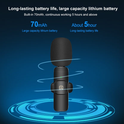 PULUZ ไมโครโฟนรีเวิร์บลดเสียงรบกวนแบบหนีบเสื้อแบบไร้สายสำหรับอุปกรณ์ Type-C / USB-C รองรับการชาร์จโทรศัพท์, Type-C Wireless Microphone
