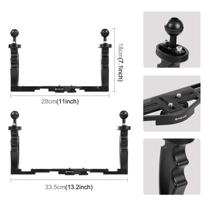 PULUZ Dual Handle อลูมิเนียมอัลลอยด์ถาดโคลงสำหรับตัวเรือนกล้องใต้น้ำ, Light Aluminium Tray Stabilizer(Red), Light Aluminium Tray Stabilizer(Black)