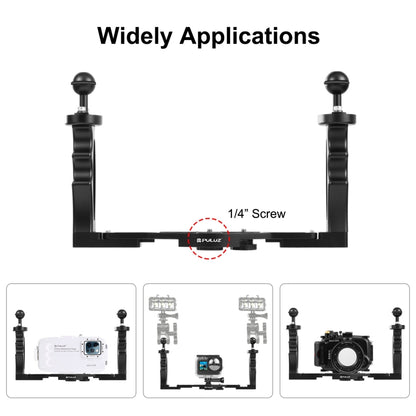 PULUZ Dual Handle อลูมิเนียมอัลลอยด์ถาดโคลงสำหรับตัวเรือนกล้องใต้น้ำ, Light Aluminium Tray Stabilizer(Red), Light Aluminium Tray Stabilizer(Black)