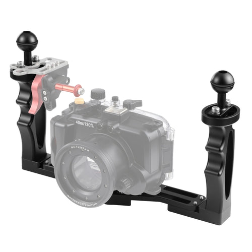 PULUZ Dual Handle อลูมิเนียมอัลลอยด์ถาดโคลงสำหรับตัวเรือนกล้องใต้น้ำ, Light Aluminium Tray Stabilizer(Red), Light Aluminium Tray Stabilizer(Black)