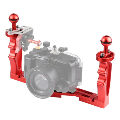 PULUZ Dual Handle อลูมิเนียมอัลลอยด์ถาดโคลงสำหรับตัวเรือนกล้องใต้น้ำ, Light Aluminium Tray Stabilizer(Red), Light Aluminium Tray Stabilizer(Black)