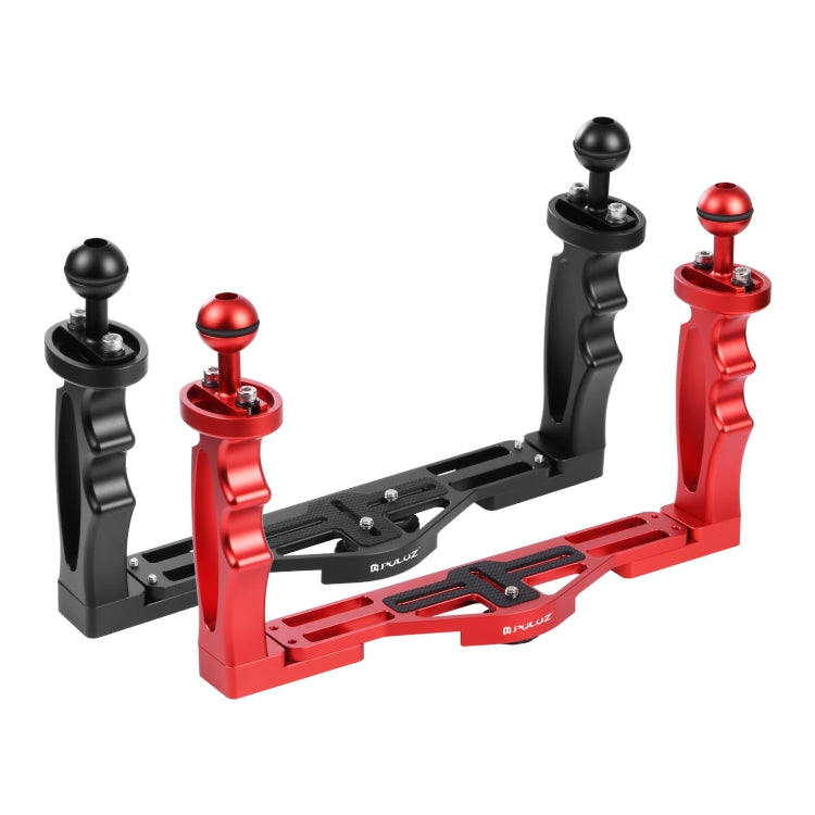 PULUZ Dual Handle อลูมิเนียมอัลลอยด์ถาดโคลงสำหรับตัวเรือนกล้องใต้น้ำ, Light Aluminium Tray Stabilizer(Red), Light Aluminium Tray Stabilizer(Black)