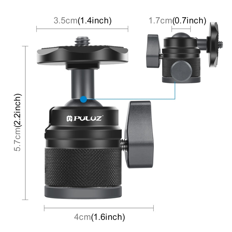 PULUZ 360 Panorama Aluminium Alloy ขาตั้งหัวบอลอะแดปเตอร์พร้อม Knob Lock, 360 Panorama