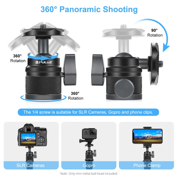 PULUZ 360 Panorama Aluminium Alloy ขาตั้งหัวบอลอะแดปเตอร์พร้อม Knob Lock, 360 Panorama