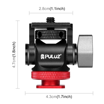 PULUZ มินิ 180 องศาสวิงขาตั้งกล้องหัวบอลอะแดปเตอร์เมาท์รองเท้าเย็น, Mini 180 Degree Ball Head(Red), Mini 180 Degree Ball Head(Silver)