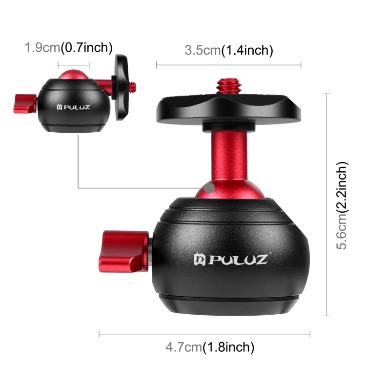 PULUZ 360 องศาพาโนรามาโลหะขาตั้งกล้องหัวบอลอะแดปเตอร์, 360 Panorama (Red)