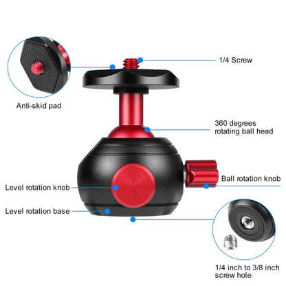PULUZ 360 องศาพาโนรามาโลหะขาตั้งกล้องหัวบอลอะแดปเตอร์, 360 Panorama (Red)