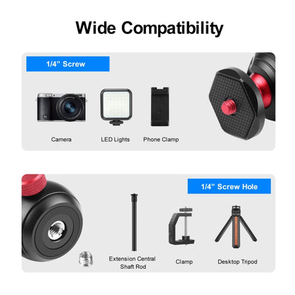 PULUZ 360 องศาพาโนรามาโลหะขาตั้งกล้องหัวบอลอะแดปเตอร์, 360 Panorama (Red)
