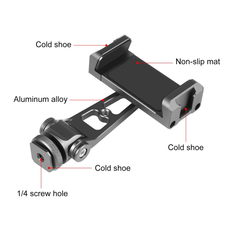 PULUZ แกน Z 360 หมุนรองเท้าเย็นอลูมิเนียมอัลลอยด์ยึดโทรศัพท์ยึดยึด, Z-axis Phone Clamp