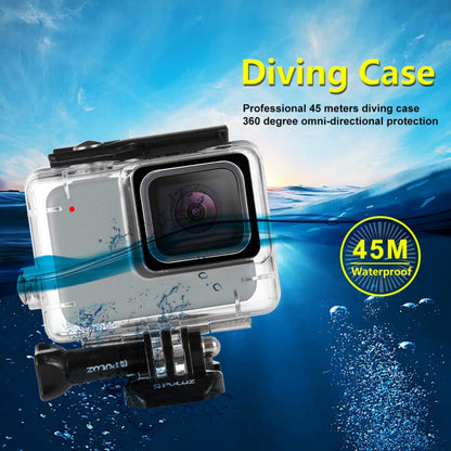 PULUZ 45m เคสดำน้ำใต้น้ำกันน้ำสำหรับ GoPro HERO7 Silver / HERO7 White พร้อมหัวเข็มขัดและสกรูพื้นฐาน, For HERO7