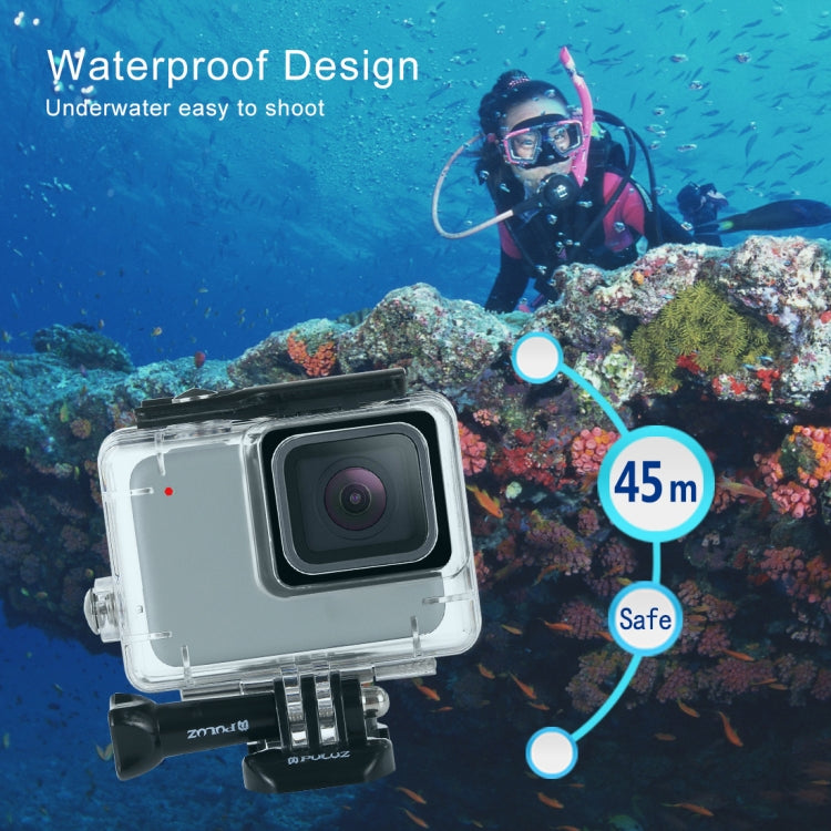 PULUZ 45m เคสดำน้ำใต้น้ำกันน้ำสำหรับ GoPro HERO7 Silver / HERO7 White พร้อมหัวเข็มขัดและสกรูพื้นฐาน, For HERO7