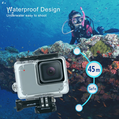 PULUZ 45m เคสดำน้ำใต้น้ำกันน้ำสำหรับ GoPro HERO7 Silver / HERO7 White พร้อมหัวเข็มขัดและสกรูพื้นฐาน, For HERO7