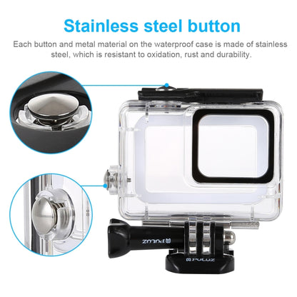 PULUZ 45m เคสดำน้ำใต้น้ำกันน้ำสำหรับ GoPro HERO7 Silver / HERO7 White พร้อมหัวเข็มขัดและสกรูพื้นฐาน, For HERO7