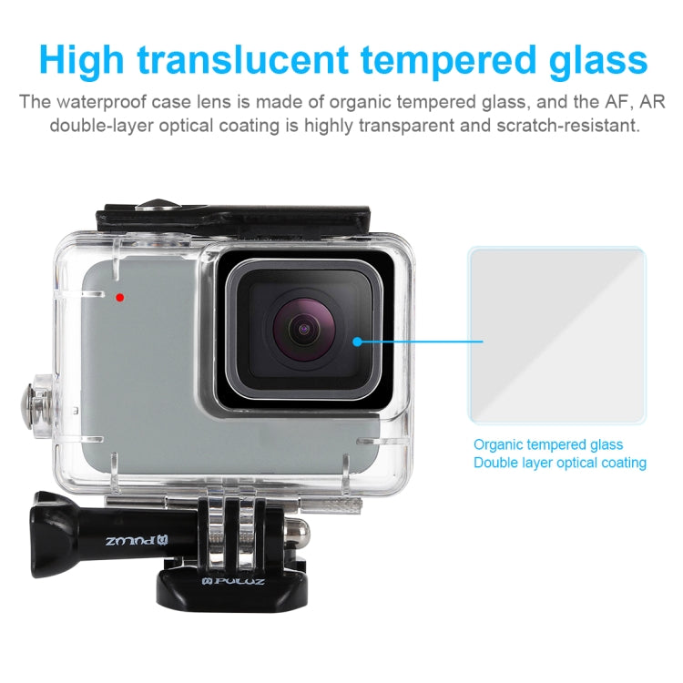 PULUZ 45m เคสดำน้ำใต้น้ำกันน้ำสำหรับ GoPro HERO7 Silver / HERO7 White พร้อมหัวเข็มขัดและสกรูพื้นฐาน, For HERO7