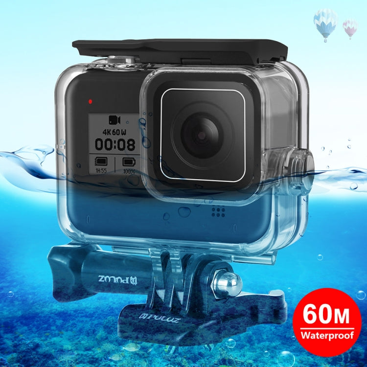 PULUZ 60 เมตรใต้น้ำความลึกดำน้ำกรณีที่อยู่อาศัยกล้องกันน้ำสำหรับ GoPro HERO8 สีดำ, For GoPro HERO8 Black