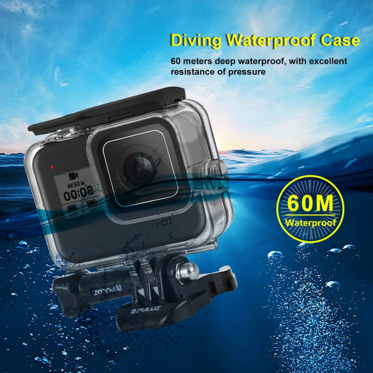 PULUZ 60 เมตรใต้น้ำความลึกดำน้ำกรณีที่อยู่อาศัยกล้องกันน้ำสำหรับ GoPro HERO8 สีดำ, For GoPro HERO8 Black