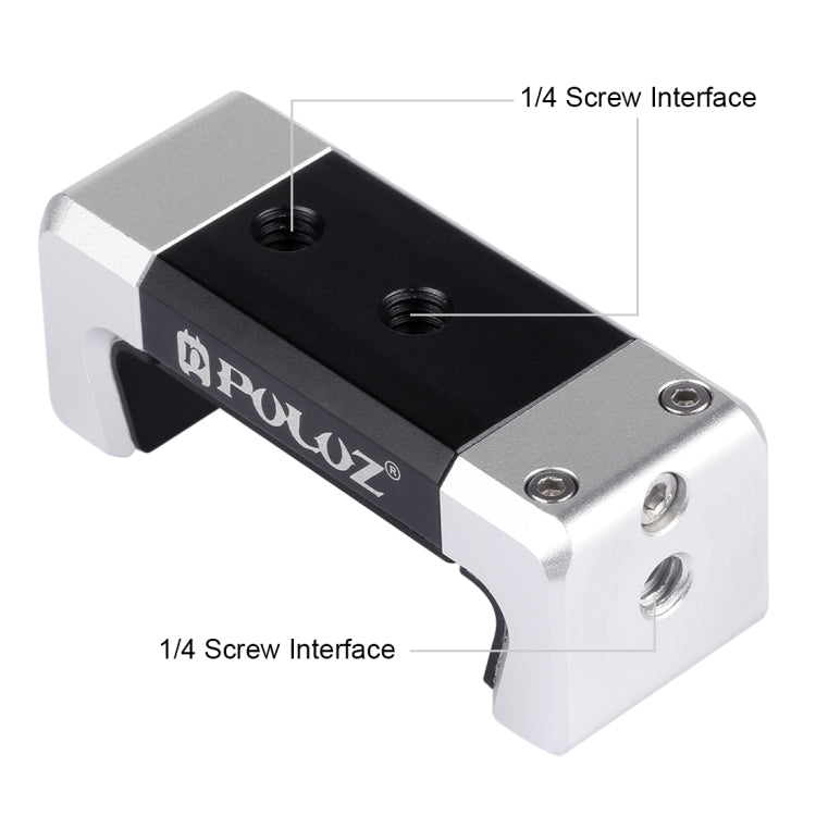 PULUZ ขายึดโทรศัพท์อลูมิเนียมอัลลอยด์แบบหนีบพร้อมรองเท้าเย็นสำหรับ iPhone, Galaxy, Huawei, Xiaomi, Sony, HTC, Google และสมาร์ทโฟนอื่น ๆ, Phone Clamp