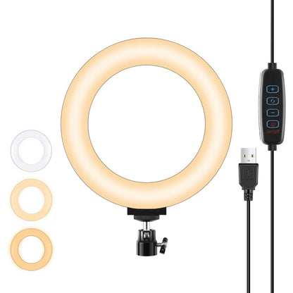 PULUZ 6.2 นิ้ว 16 ซม. USB 3 โหมดหรี่แสงได้ LED Ring Vlogging การถ่ายภาพไฟวิดีโอพร้อมหัวบอลขาตั้งกล้อง, 6.2 inch