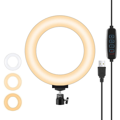 PULUZ 6.2 นิ้ว 16 ซม. USB 3 โหมดหรี่แสงได้ LED Ring Vlogging การถ่ายภาพไฟวิดีโอพร้อมหัวบอลขาตั้งกล้อง, 6.2 inch