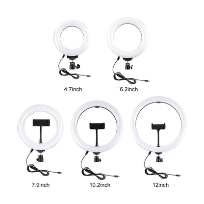 PULUZ 6.2 นิ้ว 16 ซม. USB 3 โหมดหรี่แสงได้ LED Ring Vlogging การถ่ายภาพไฟวิดีโอพร้อมหัวบอลขาตั้งกล้อง, 6.2 inch